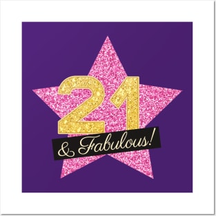 21st Birthday Gifts Women Fabulous - Pink Gold Posters and Art